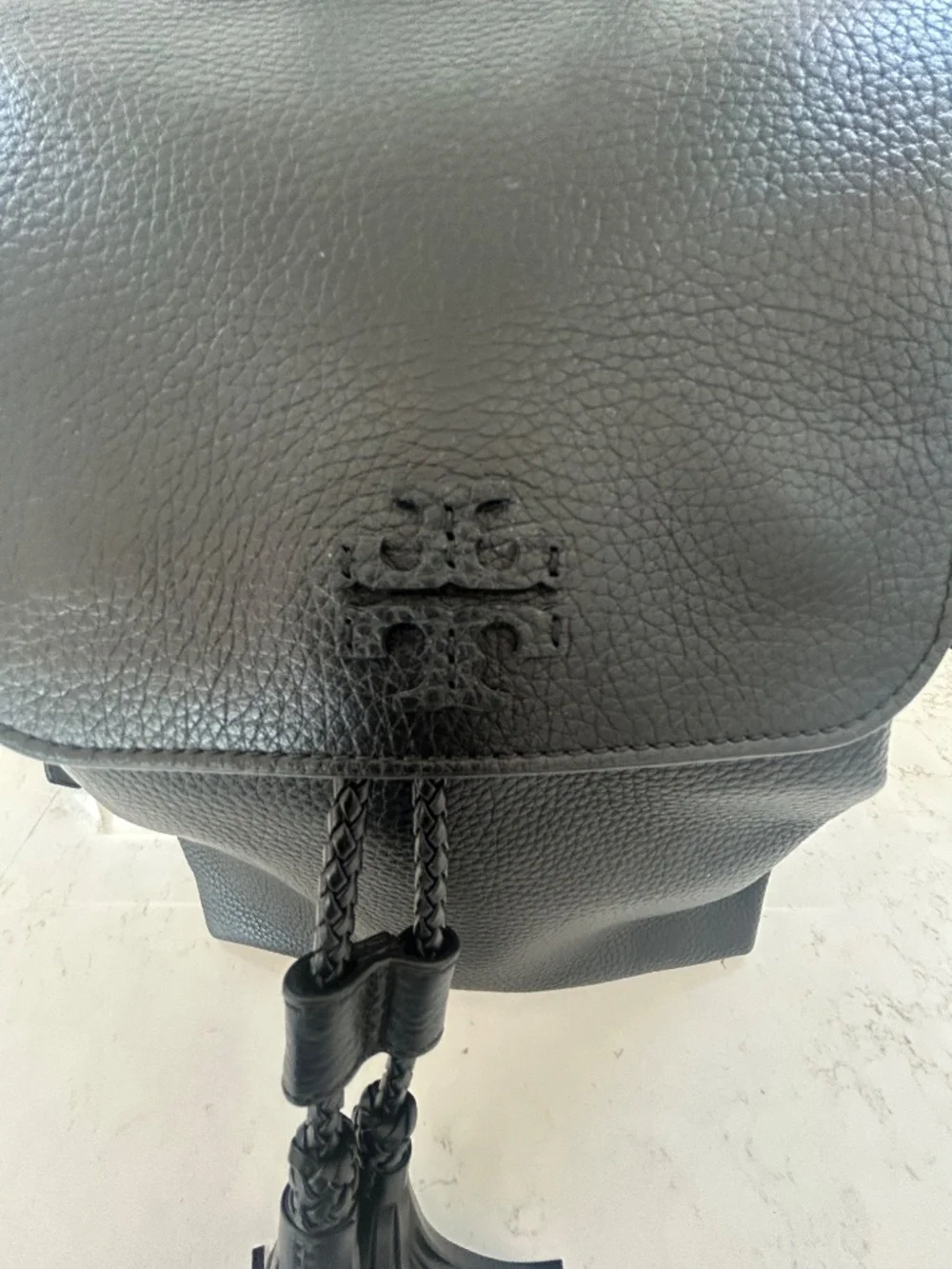 NWOT Tory Burch Thea Black Leather Backpack with Tassel